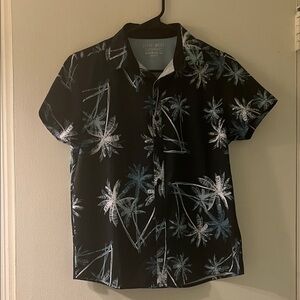 Black and White Palm Tree Kids Button Down Shirt